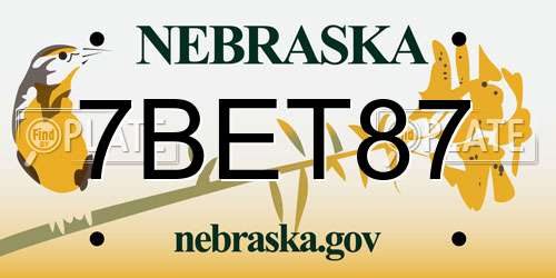 7BET87 Nebraska License Plate