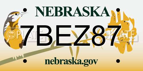 7BEZ87 Nebraska License Plate