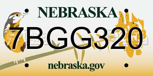7BGG320 Nebraska License Plate