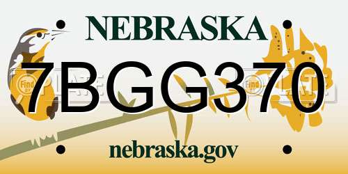 7BGG370 Nebraska License Plate