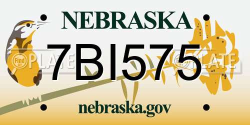 7BI575 Nebraska License Plate