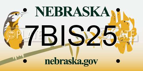 7BIS25 Nebraska License Plate