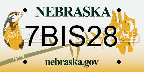 7BIS28 Nebraska License Plate