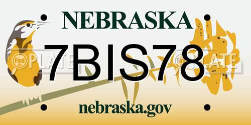 7BIS78 Nebraska License Plate