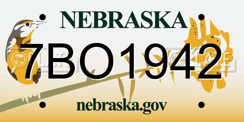 7BO1942 Nebraska License Plate