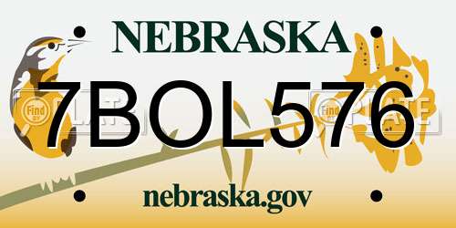 7BOL576 Nebraska License Plate