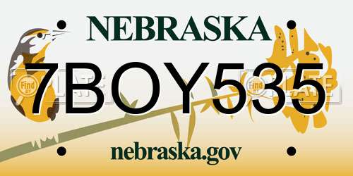 7BOY535 Nebraska License Plate