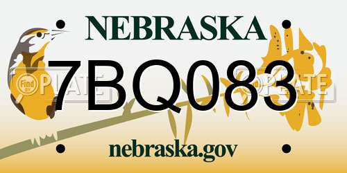 7BQ083 Nebraska License Plate