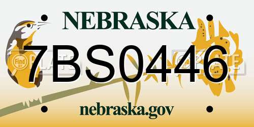 7BS0446 Nebraska License Plate