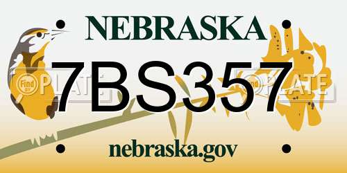 7BS357 Nebraska License Plate