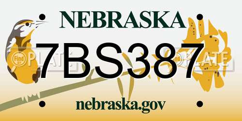 7BS387 Nebraska License Plate