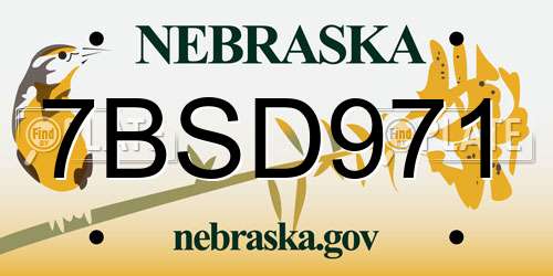 7BSD971 Nebraska License Plate