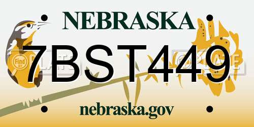 7BST449 Nebraska License Plate