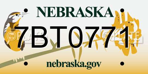 7BT0771 Nebraska License Plate