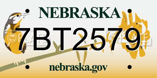 7BT2579 Nebraska License Plate