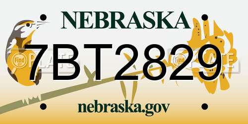7BT2829 Nebraska License Plate
