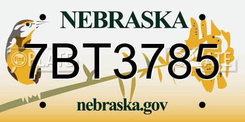7BT3785 Nebraska License Plate