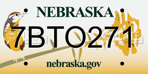 7BTO271 Nebraska License Plate