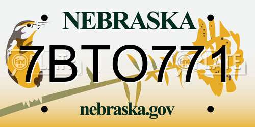 7BTO771 Nebraska License Plate