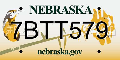 7BTT579 Nebraska License Plate
