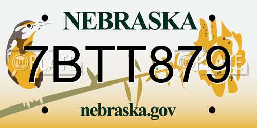 7BTT879 Nebraska License Plate
