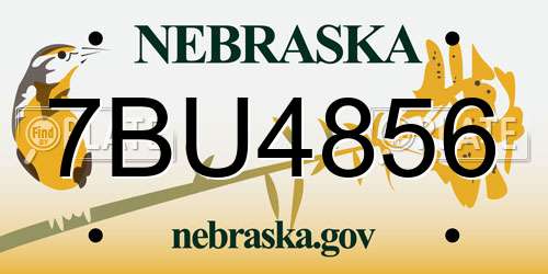 7BU4856 Nebraska License Plate