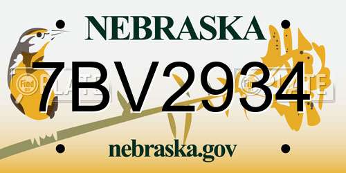 7BV2934 Nebraska License Plate