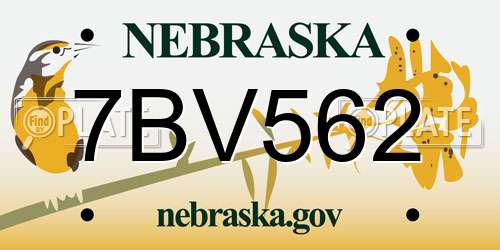 7BV562 Nebraska License Plate