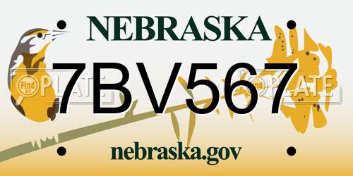 7BV567 Nebraska License Plate