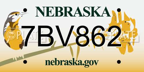 7BV862 Nebraska License Plate