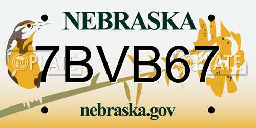 7BVB67 Nebraska License Plate
