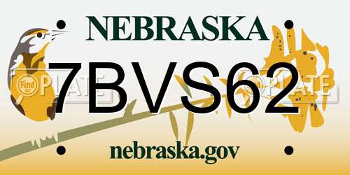 7BVS62 Nebraska License Plate