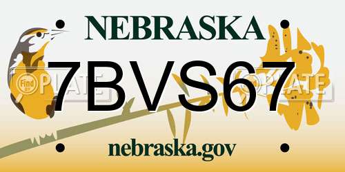 7BVS67 Nebraska License Plate