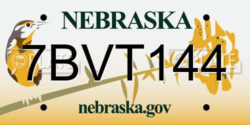 7BVT144 Nebraska License Plate