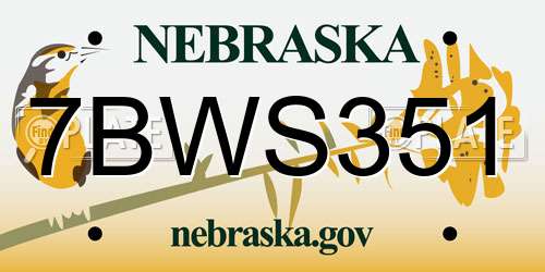 7BWS351 Nebraska License Plate