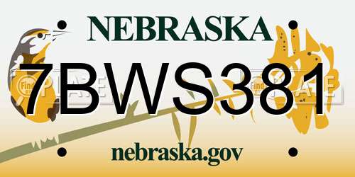 7BWS381 Nebraska License Plate