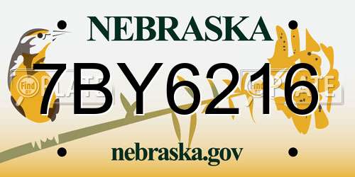 7BY6216 Nebraska License Plate