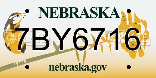 7BY6716 Nebraska License Plate