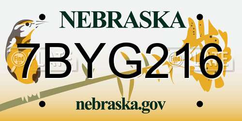 7BYG216 Nebraska License Plate