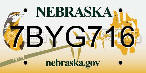 7BYG716 Nebraska License Plate