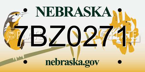 7BZ0271 Nebraska License Plate