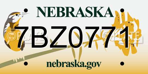 7BZ0771 Nebraska License Plate