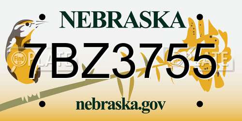 7BZ3755 Nebraska License Plate