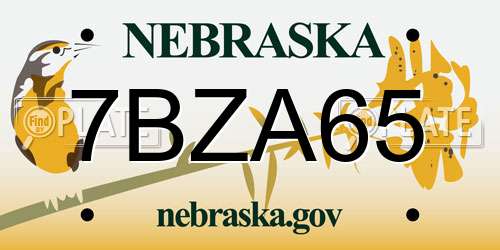 7BZA65 Nebraska License Plate