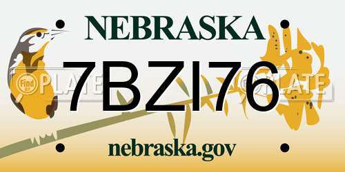 7BZI76 Nebraska License Plate
