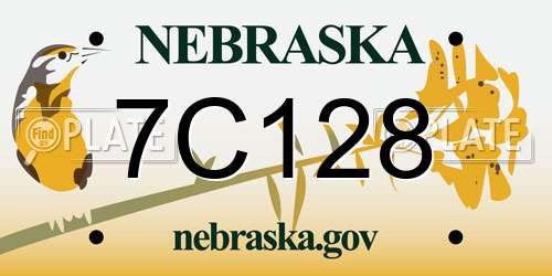 7C128 Nebraska License Plate