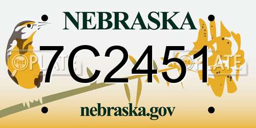 7C2451 Nebraska License Plate
