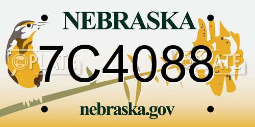 7C4088 Nebraska License Plate