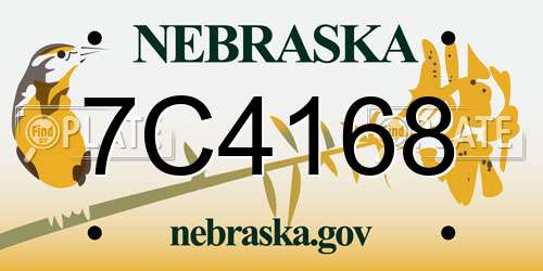 7C4168 Nebraska License Plate