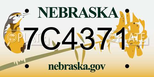 7C4371 Nebraska License Plate